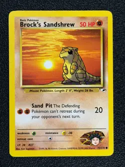 Brock's Sandshrew 72/132 Gym Heroes Series Common Basic Pokemon Card 2000 NM - Image 1