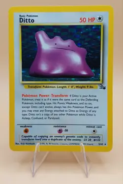Ditto Holo Rare Fossil 3/62 Pokemon Card - WOTC 1999 - Image 1