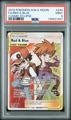 2019 Pokemon Cosmic Eclipse - Red & Blue FA Full Art #234 - PSA 9 - Image 1