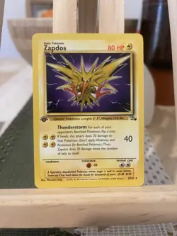 Pokemon TCG Zapdos Card 30/62 Fossil 1st Edition Non-Holo Rare Vintage 1999 WOTC - Image 1