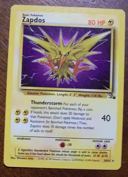 1st Edition Zapdos 30/62 Fossil Set Rare Vintage 1999 Pokemon Card - Image 1