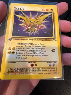 Zapdos 30/62 Rare 1st Edition Fossil Set Pokemon Card - Image 3