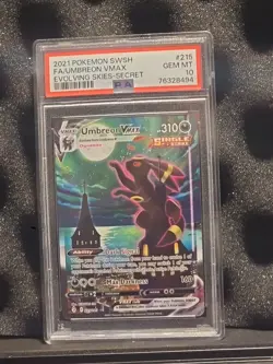 2021 POKEMON SWORD & SHIELD EVOLVING SKIES SECRET FULL ART/UMBREON VMAX PSA 10 - Image 1