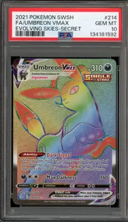 Pokemon Umbreon VMAX Evolving Skies Secret Rare Full Art #214 PSA 10 Gem Mint - Image 1