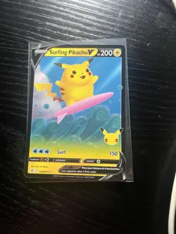 Pokemon TCG Surfing Pikachu v Celebrations Holo Ultra Rare Card 008/025 - Image 3