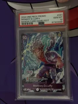 2024 ONE PIECE PROMOS 041 MONKEY D. LUFFY BANDAI CARD GAME FEST PSA 10 ENGLISH - Image 1