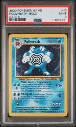2000 Pokemon Base 2 #15 Poliwrath Holo PSA 9 Card MINT Trusted Seller! Free Ship - Image 1