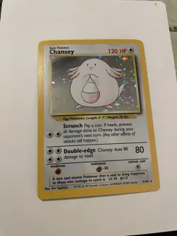 Pokemon Chansey Holo Rare TCG Card Base Set Unlimited 3/102 - Image 1