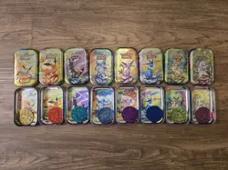 Prismatic Evolutions Mini Tins Full Set - Art Card & Coin *NO PACKS* - Image 1