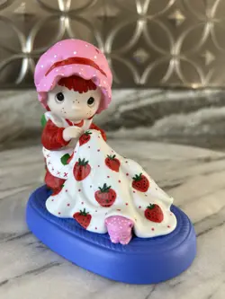 Hand Painted Strawberry Shortcake Girl Altered Precious Moment, One Of A Kind - Image 2