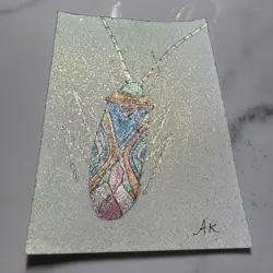 Shimmer Bug ACEO One Of A Kind Hand Painted Art Card By Amy Kurpa - Image 2