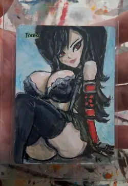Altered MtG Hand Painted Forest One Of A Kind Anime Girl - Image 2