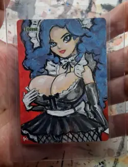 Altered MtG Hand Painted Forest One Of A Kind Anime Girl - Image 2