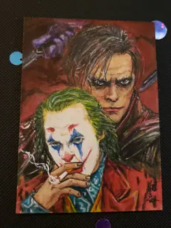 ACEO Original One of A Kind, Hand Painted Art Card, Joker Signed by Artist - Image 1