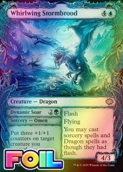 x1 Whirlwing Stormbrood // Dynamic Soar TDM Dragonstorm MTG 322 Foil Showcase 1x - Image 1
