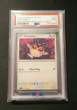 2024 POKEMON TEF EN #126 HOOTHOOT COSMOS HOLO PROMO PSA 9 TEMPORAL FORCES - Image 1