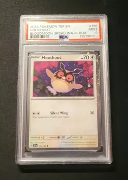 2024 POKEMON TEF EN #126 HOOTHOOT COSMOS HOLO PROMO PSA 9 TEMPORAL FORCES - Image 2