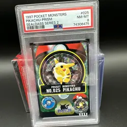 PIKACHU 025 PRISM SEALDASS SERIES 2 JAPANESE POKEMON PSA 8 - Image 1