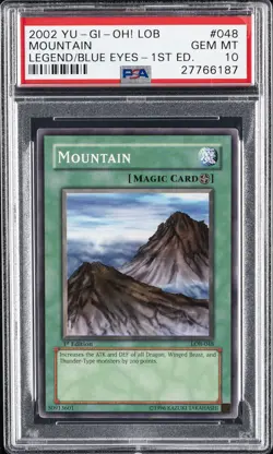 2002 YU-GI-OH! LOB-LEGEND OF BLUE EYES WHITE DRAGON 1ST ED #048 MOUNTAIN PSA 10 - Image 1