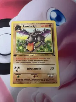 Pokemon TCG Aerodactyl Fossil 1st Edition Non-Holo Rare Card 16/62 LP Vintage - Image 1