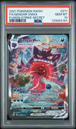 PSA 10 Gengar VMAX 271/264 Alternate Alt Art Fusion Strike 2021 Pokemon Card - Image 1