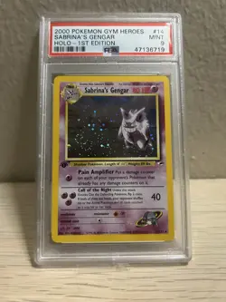 MINT- PSA 9 🌀SWIRL 1st Edition Sabrina's Gengar Holo Gym Heroes WOTC Pokemon - Image 2