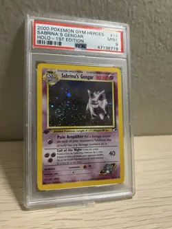 MINT- PSA 9 🌀SWIRL 1st Edition Sabrina's Gengar Holo Gym Heroes WOTC Pokemon - Image 3