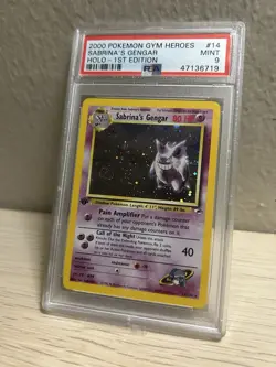 MINT- PSA 9 🌀SWIRL 1st Edition Sabrina's Gengar Holo Gym Heroes WOTC Pokemon - Image 4