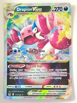 Drapion VStar 119/196 Ultra Rare Lost Origin Pokemon TCG Pack Fresh Near Mint NM - Image 1