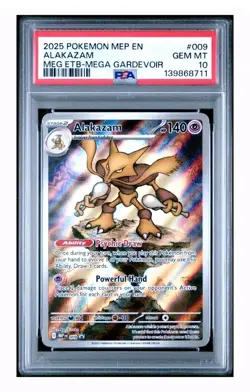 2025 POKEMON MEP EN-ME BLACK STAR PROMO #009 ALAKAZAM PSA 10 - Image 1