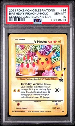 Pokemon Birthday Pikachu #24 - Celebrations 25th Anniversary 2021 PSA 10 GEM MT - Image 3