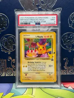 Celebrations Birthday Pikachu Holo Classic Collection Black Star Pokemon PSA 9 - Image 1
