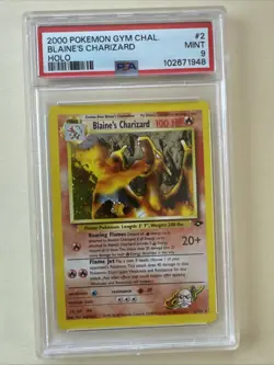 Blaine's Charizard 2/132 Gym Challenge 2000 Pokemon Holo PSA 9 - Image 1