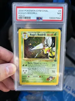 2000 Pokemon Unlimited Gym Challenge Koga’s Beedrill Holo 9/132 PSA 7 NM SWIRL!! - Image 1