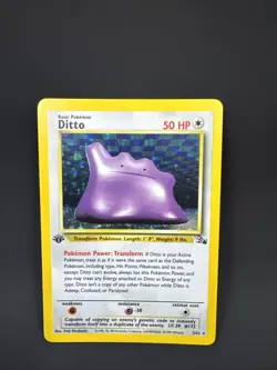 Pokemon TCG Ditto Fossil Holo Rare Card 3/62 First Edition - Image 1