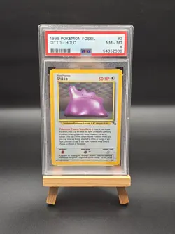 Ditto PSA 8 Pokemon Card. Fossil Set 3/62 rare holo. WOTC NM-MINT 1999. - Image 1