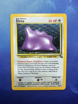 🔥 Ditto 3/62 🔥 Original Holo Rare Fossil Set Pokemon Card WOTC TCG 1999 - Image 1