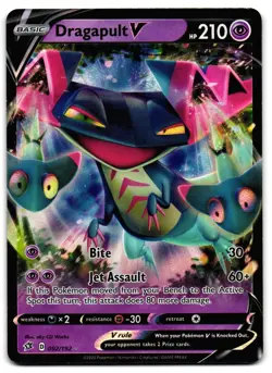 Dragapult V 092/192 - Rebel Clash Rare V Pokemon TCG Holo - M/LP Card - Image 1