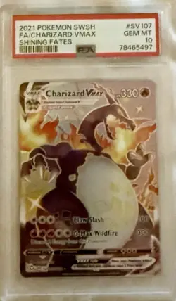 2021 POKEMON SWORD & SHIELD SHINING FATES #SV107 FULL ART/CHARIZARD VMAX PSA 10 - Image 1