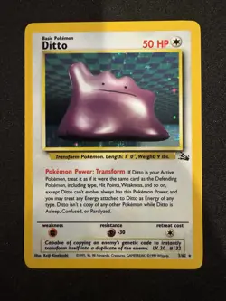 Pokemon TCG Ditto Fossil Series Holo Rare 3/62 - Image 1