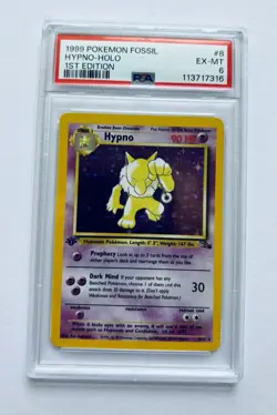 FRESHLY GRADED 1999 Pokemon Fossil #8 Hypno - Holo 1st Ed PSA 6 EX-MT - Image 1