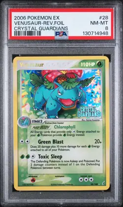 Venusaur 28/100 Stamped Reverse Holo Rare EX Crystal Guardians Pokemon TCG PSA 8 - Image 1