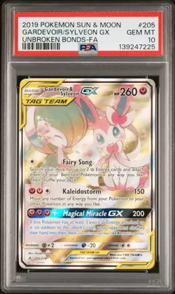 2019 POKEMON SUN & MOON UNBROKEN BONDS FULL ART/GARDEVOIR & SYLVEON GX PSA 10 - Image 1