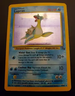 Lapras Holo Rare Fossil 10/62 - Lightly Played WOTC Pokemon - Image 1
