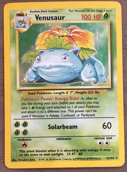 Pokemon TCG Venusaur Base Set 15/102 1999 Stage 2 Rare Great Condition - Image 1
