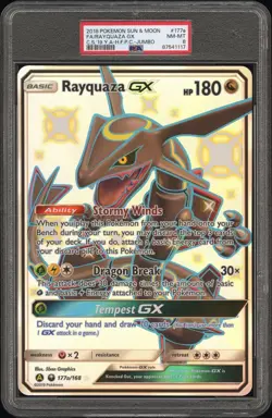 2018 POKEMON SUN & MOON CELESTIAL STORM 177a FULL ART/RAYQUAZA GX PSA 8 - Image 3