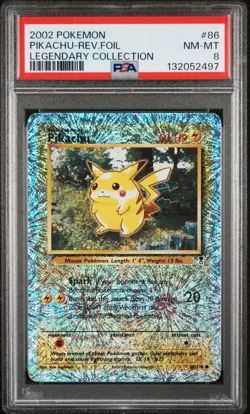 2002 POKEMON LEGENDARY COLLECTION #86 PIKACHU-REVERSE FOIL PSA 8 - Image 1