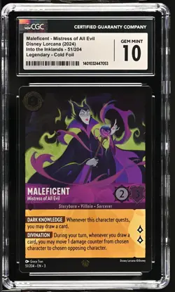 Disney Lorcana GRADED Maleficent Mistress Evil 51 LEG GM 10 CGC - Image 1