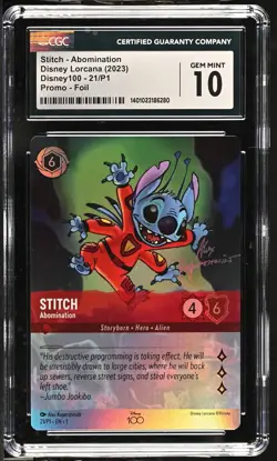 Disney Lorcana GRADED 2023 Stitch Abomination 21/P1 Promo GM 10 CGC /3 - Image 1