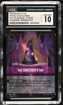 Disney Lorcana GRADED 2024 The Sorcerer's Hat 210 ENC GM 10 CGC - Image 1